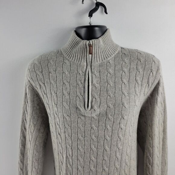 J.Crew 1/4 zip sweater mens gray wool pullover L 3362 - Picture 2 of 8